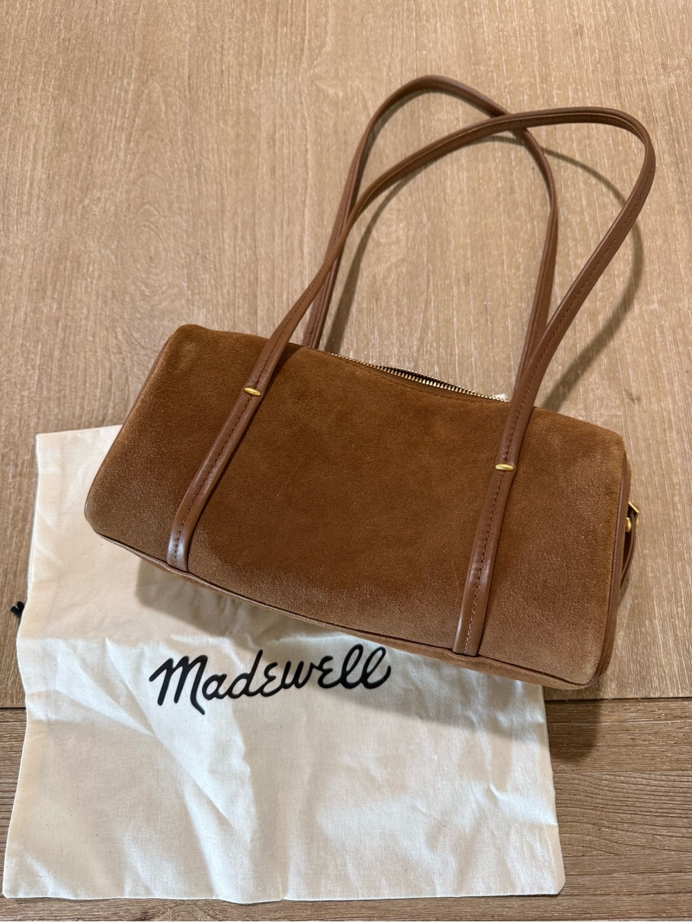 Madewell Tan Suede Barrel Shoulder Bag - Picture 2 of 3